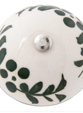Boton mobila ceramic alb-verde
