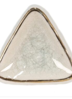 buton mobila triunghiular, ceramic, alb
